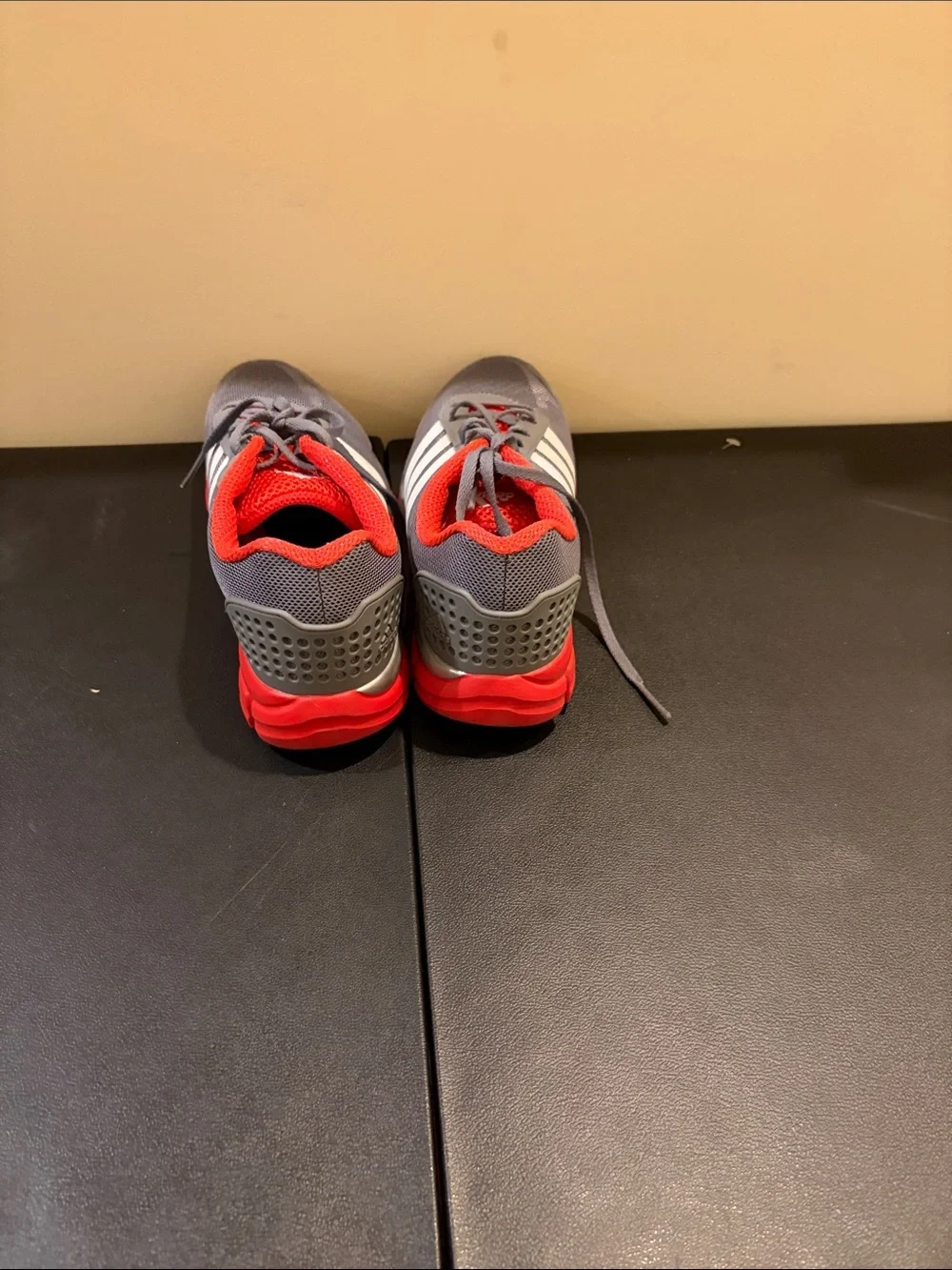 adidas Gray and Red Men's Athletic Sneakers with White Stripes